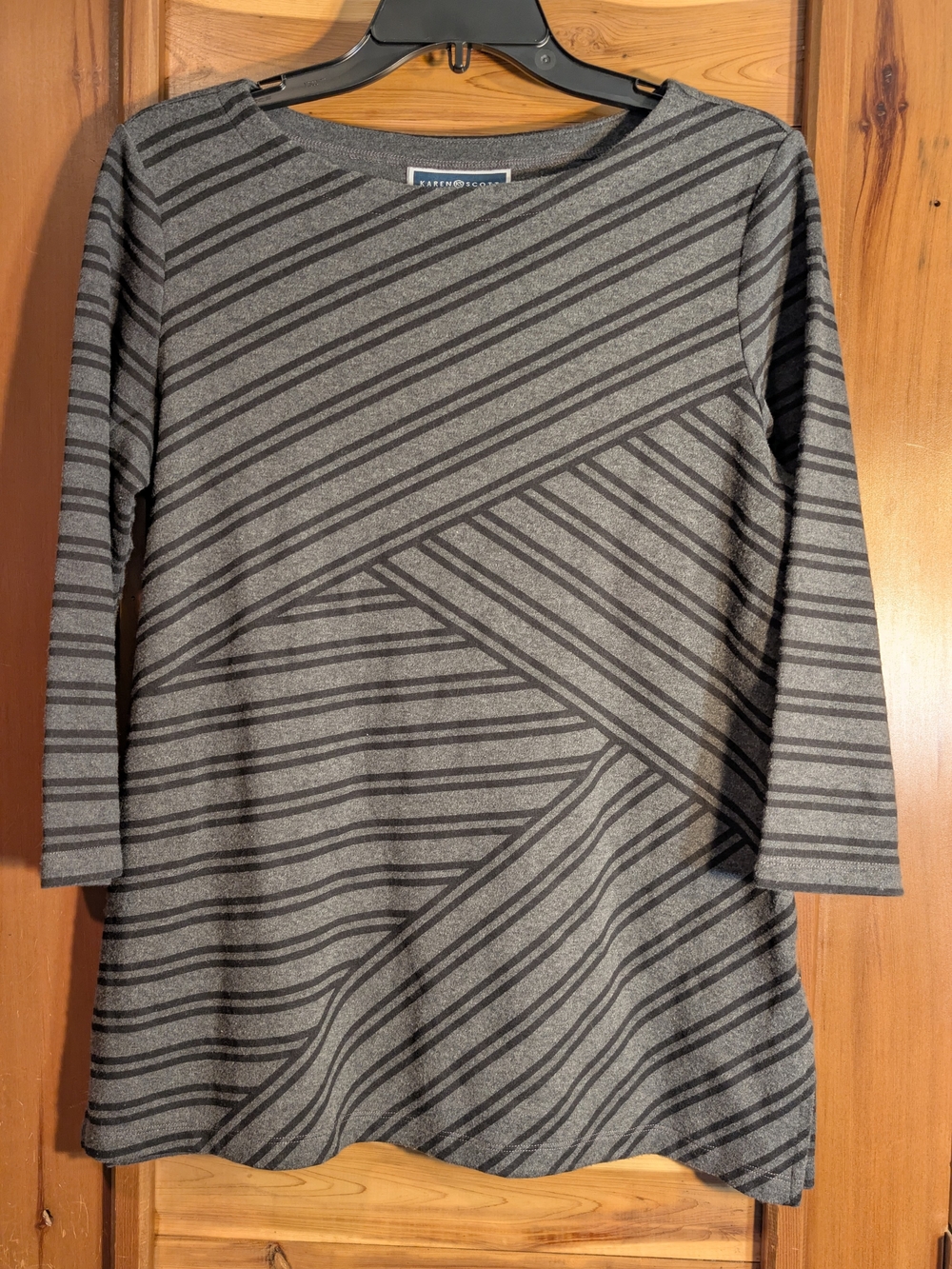 Karen Scott Gray Striped Tunic Top